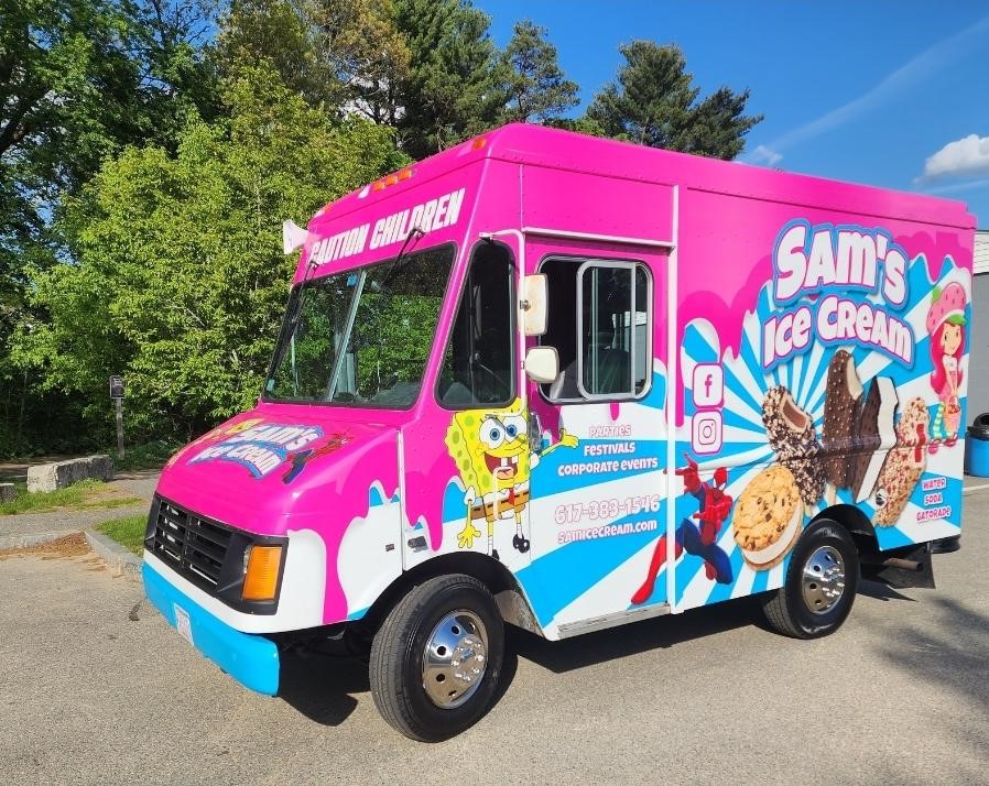 Showing Sam Ice Cream Truck Pic on Road