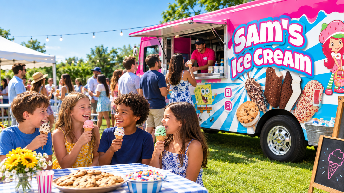 Sam’s Ice Cream Truck at Outdoor Summer Party